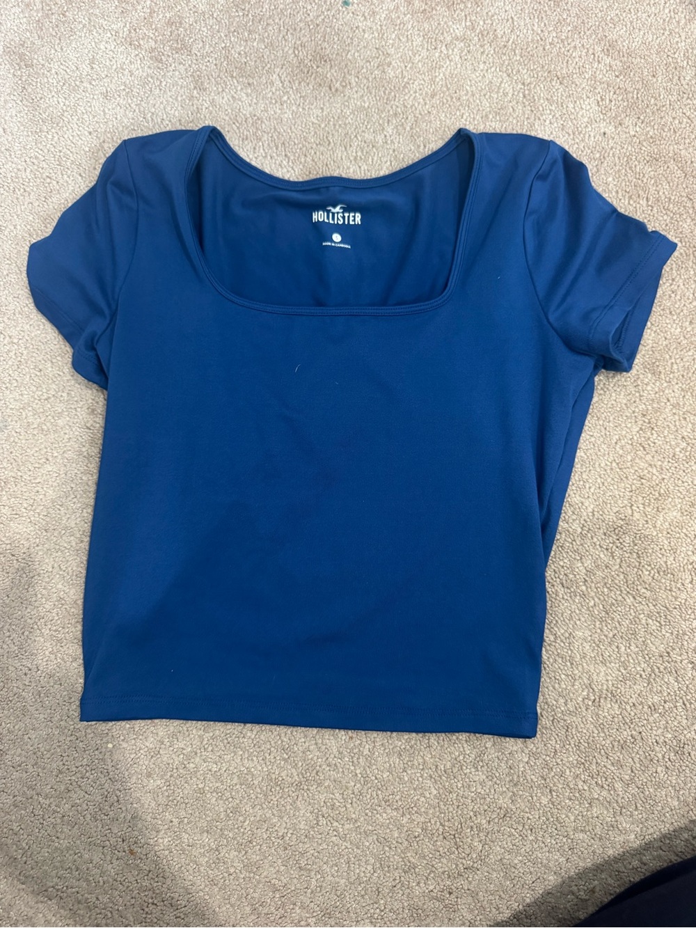 Hollister Women's Square Neck Short Sleeve Crop Top - Royal Blue